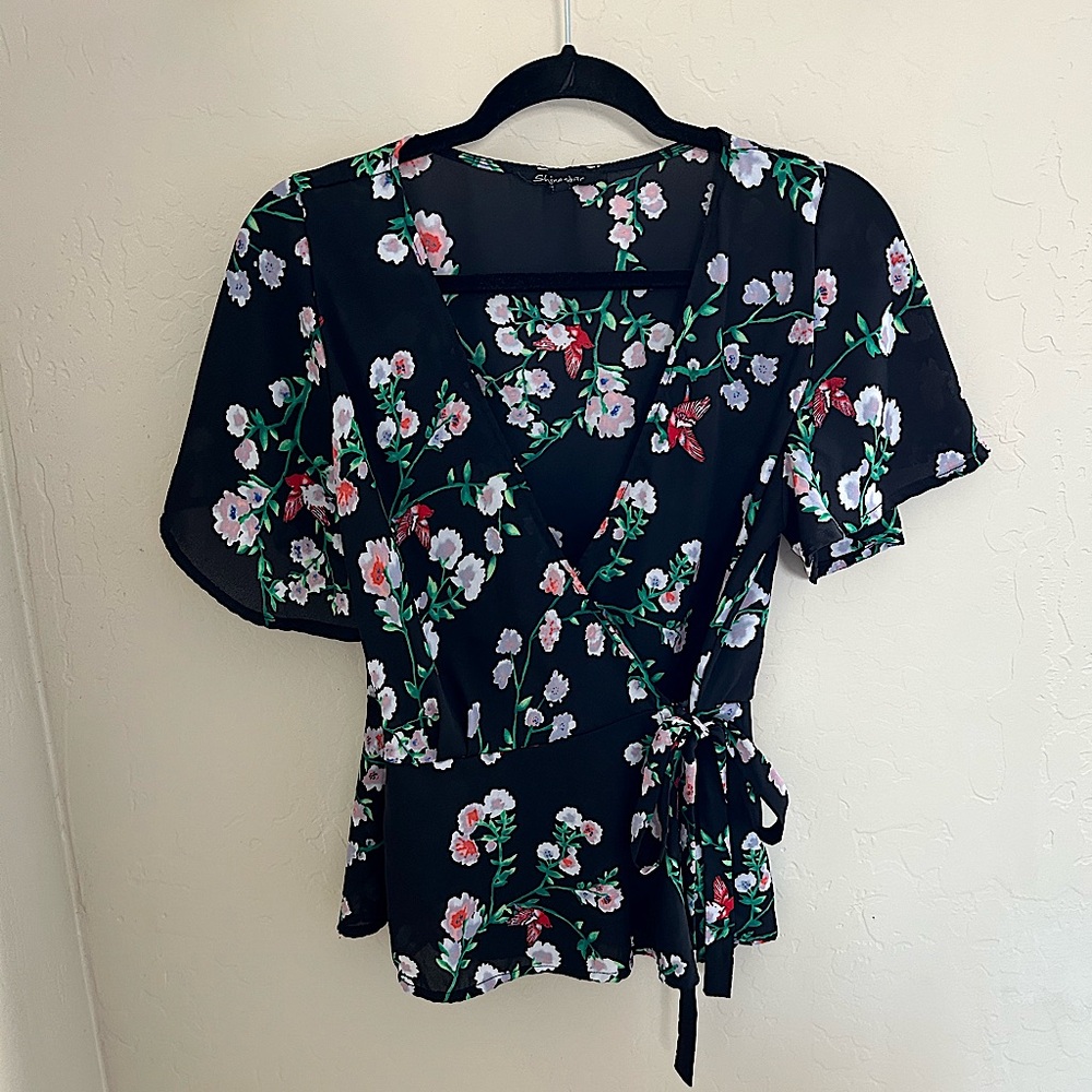 Floral Wrap Blouse